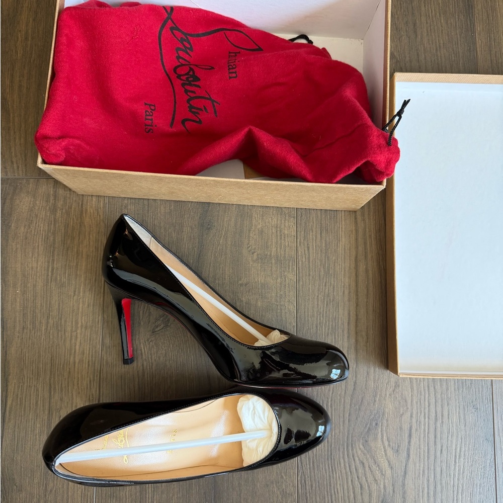 Christian Louboutin Black Patent Pumps with Red Sole